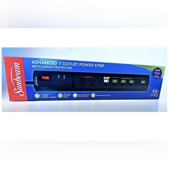 Sunbeam Advance 7 Outlet Power Strips with Surge Protector - Picture 2 of 7